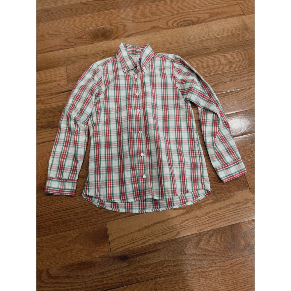 Lulu Bebe Boys Red Green Plaid Button Down Shirt Holiday Christmas Size 10